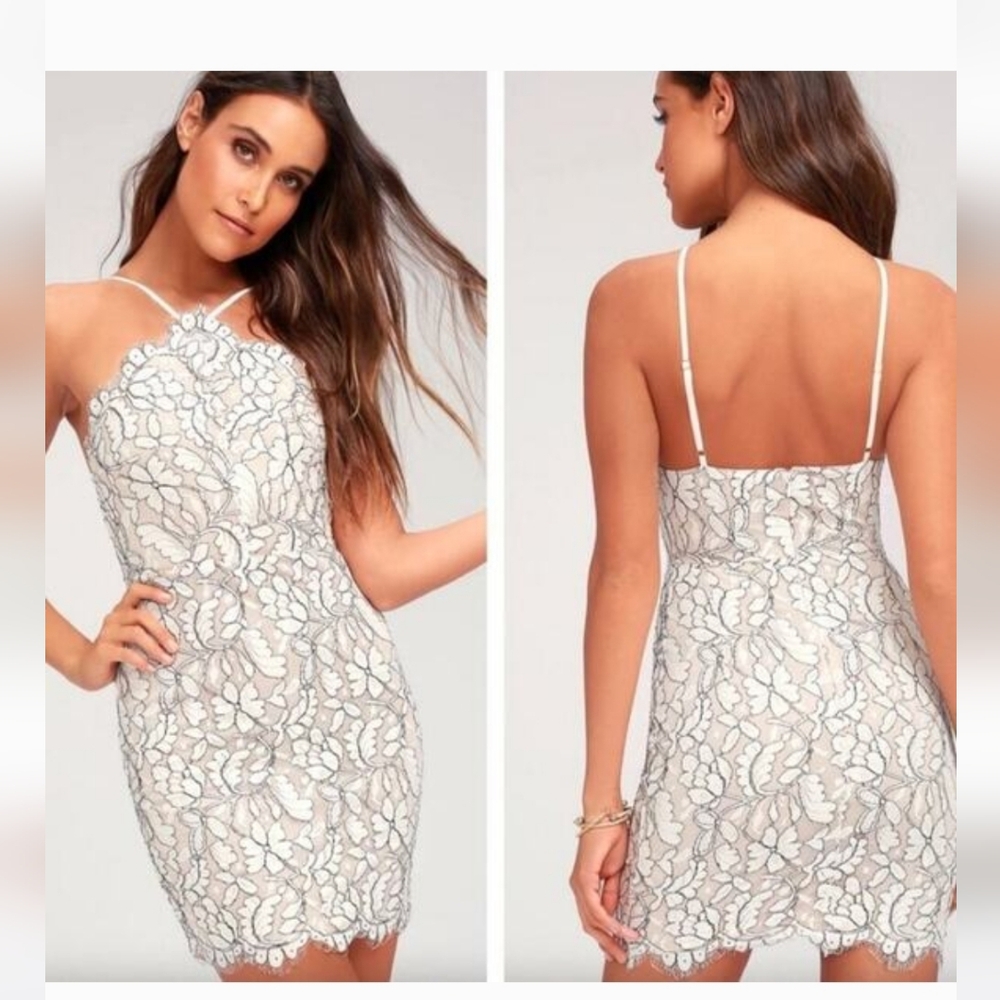 Lulus Lace Mini Halter Dress, size Medium, Style#D20817ML, NWOT